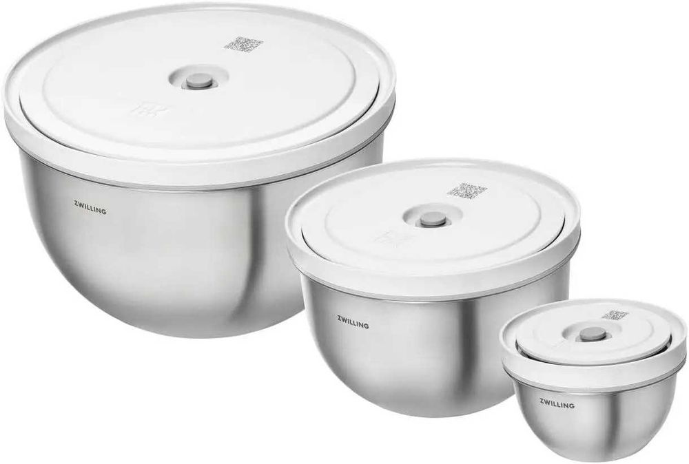 Набір із 3 вакуумних мисок Zwilling Fresh and Save 12-18-24 см нержавіюча сталь