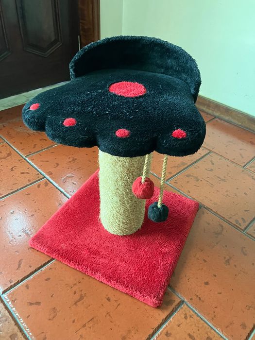 Arranhador de tronco grosso e com descanso revestido