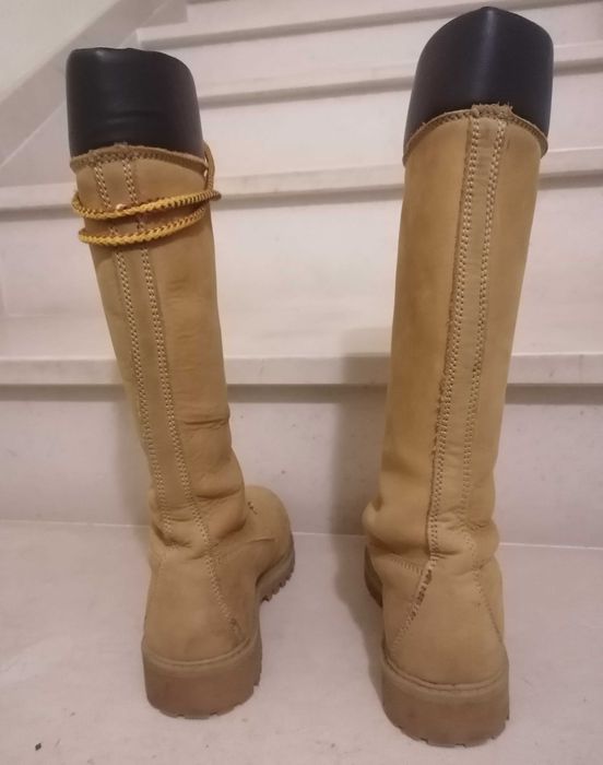 Botas Timberland originais, cano alto, bege/camurça/caqui,  n.º 35.