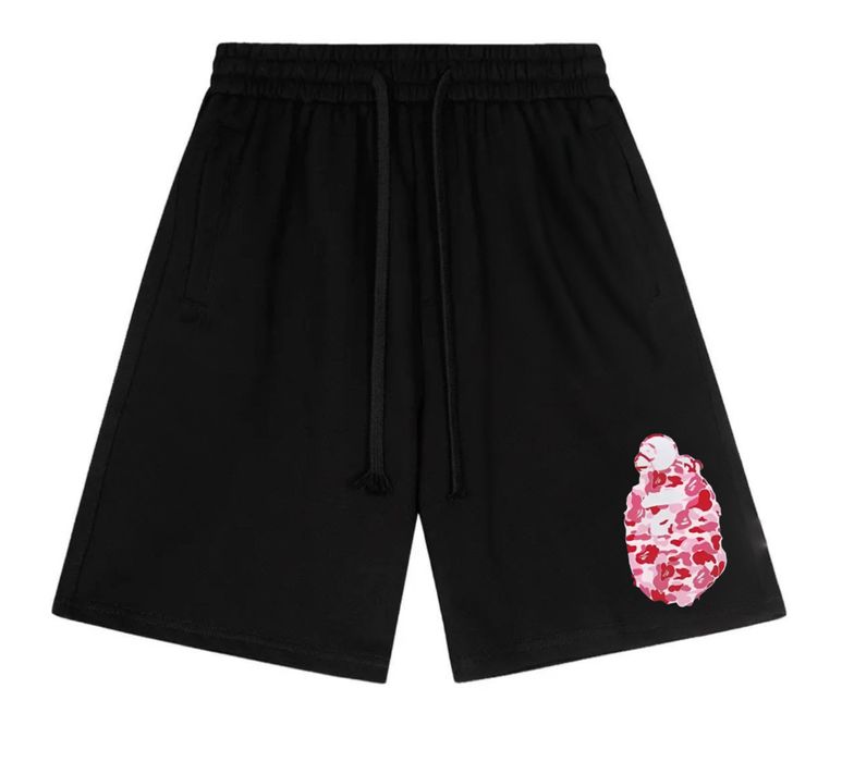 Спортивные шорты  A Bathing Ape Bape Logo черные бейп Новинки на лето