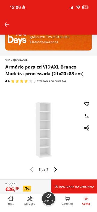 Armário para cd VIDAXL Branco Madeira processada (21x20x88 cm)