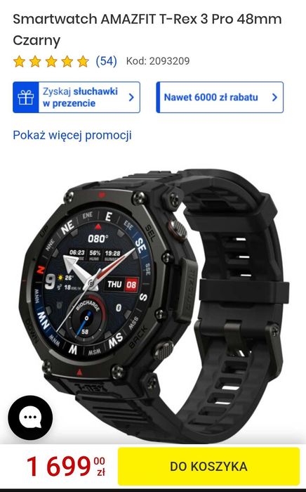 Smartwatch AMAZFIT T-Rex 3 Pro 48mm Gratis