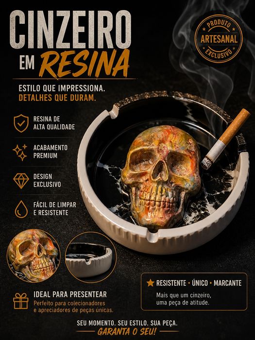 Peças em Resina Artesanais – Cinzeiros, Porta-Chaves, Abre-Latas e Personalizados