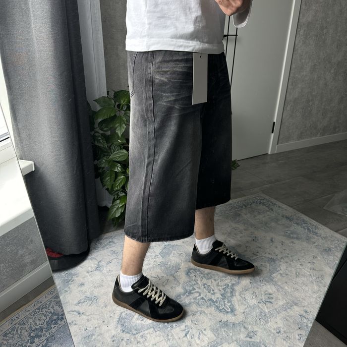 Baggy black jeans jorts shorts y2k sk8 широкі оверсайз racer jaded balenci bootcut washed чорні довгі джинсові шорти реп беггі багги