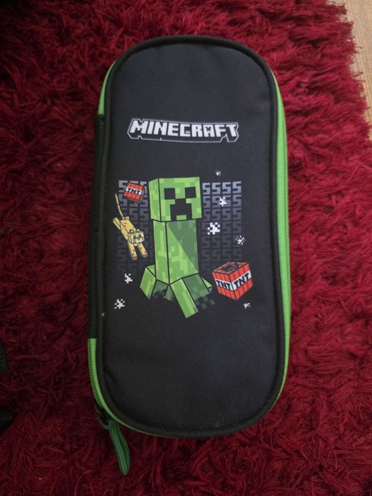 Mochila de Rodinhas Minecraft + Bolsa Térmica de Lanche + 2 Estojos