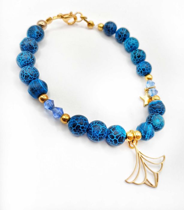 Elegancka Bransoletka z Agatu Trawionego i Stali Nierdzewnej