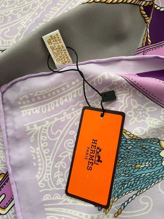 Хустка весняна в стилі Hermes Шовк 90/90см Пурпурна