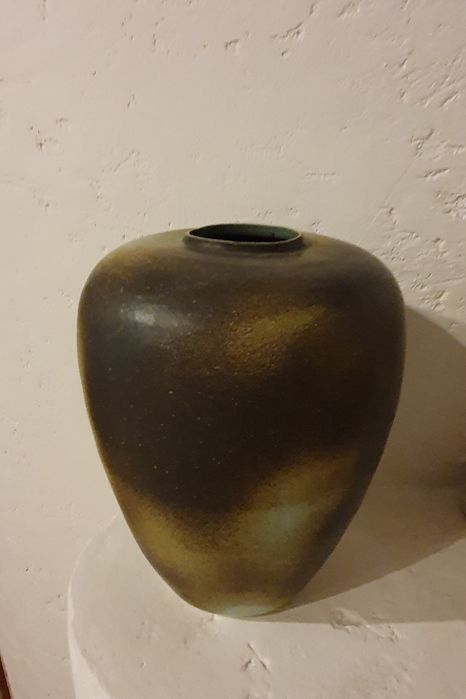 Wysoki WAZON ceramika design loft kolor z przecierką czarno szary