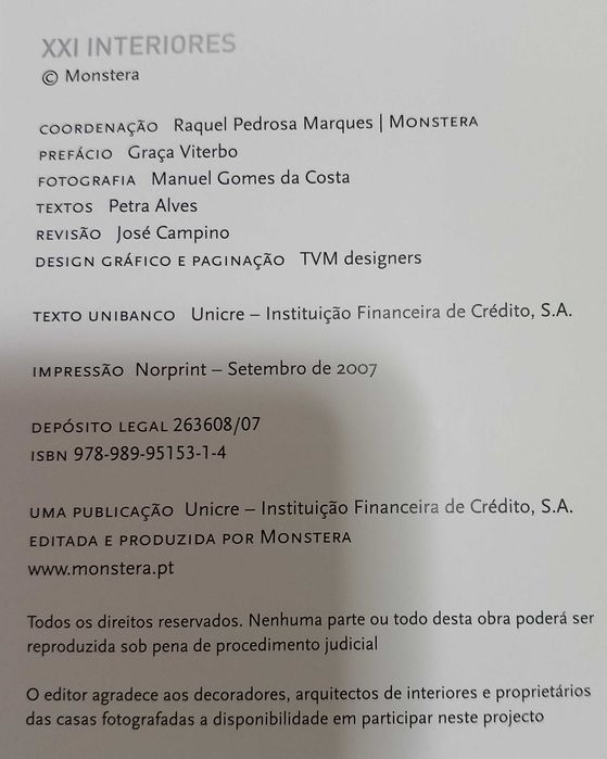 XXI Interiores por Colecções Unibanco