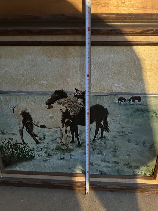 Quadro com pintura dd cavalos