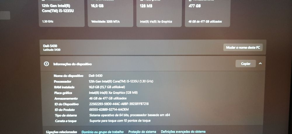 Portátil / Labtop Dell Latitude 5430 12ªG| 14.1"-Touch | i5-1235U | 16G/32G DDr4 | NVMe512G |M| W11