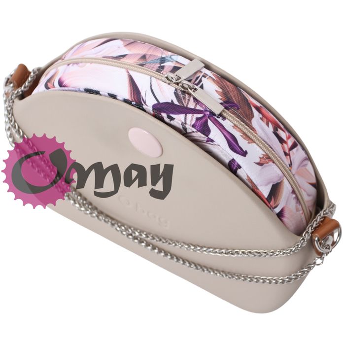 Beżowy organizer do OBAG MOON LIGHT kwiaty różowe 2 kieszenie OMAY