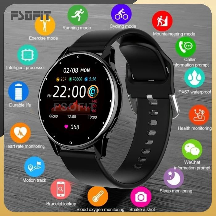 Smart  watch czarny menu w języku polskim.