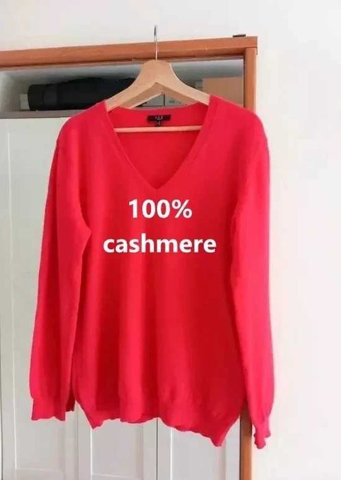 123Paris kaszmirowy sweter różowy malinowy pure cashmere L/XL