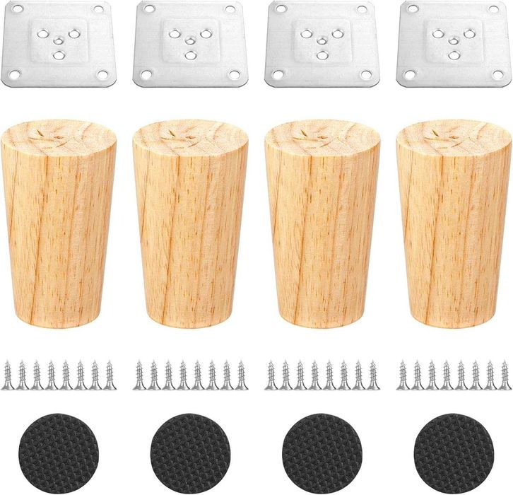 Zestaw 4 drewnianych nóżek do mebli 8 cm, nóżki do mebli