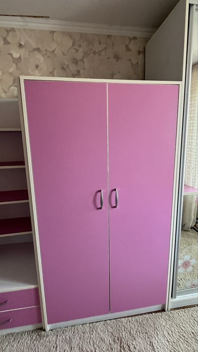 Мебель в детскую ( стол, полки, комод, шкаф вещевой, шкаф с поками )