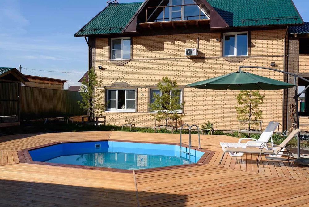 Дерев'яний басейн. Під ключ. Каркасный деревянный бассейн.