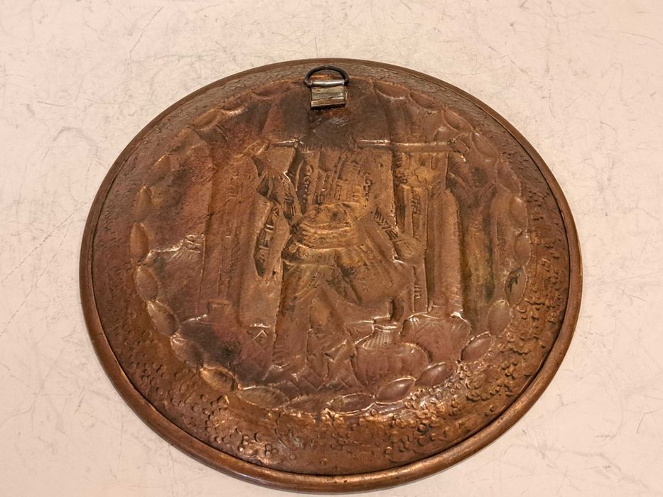 Подарок. Тарелка медная - Японский мотив - медь.