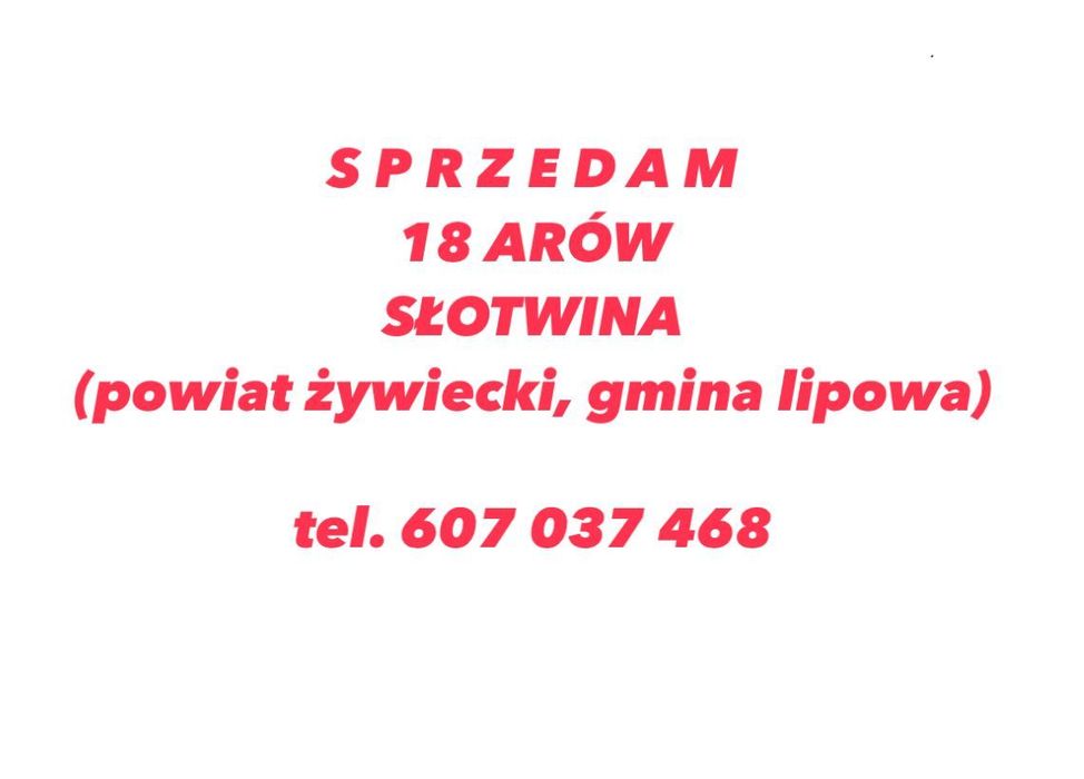 Słotwina-działka budowlana z dostępem asfaltowym w spokojnej okolicy.