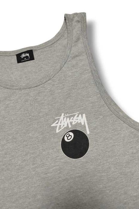 Vintage Rare Y2K Stussy 8 Black Bill Tank Top Sleveless  Koszulka M