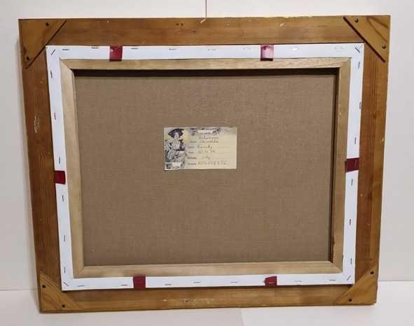 BRATKI /Bukiet kwiatów w koszu /  olej na płótnie w złotej ramie