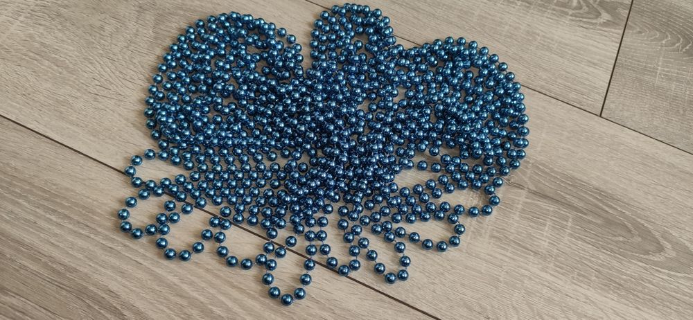 Koraliki łańcuch girlanda na choinkę 9m niebieskie perełki kuleczki