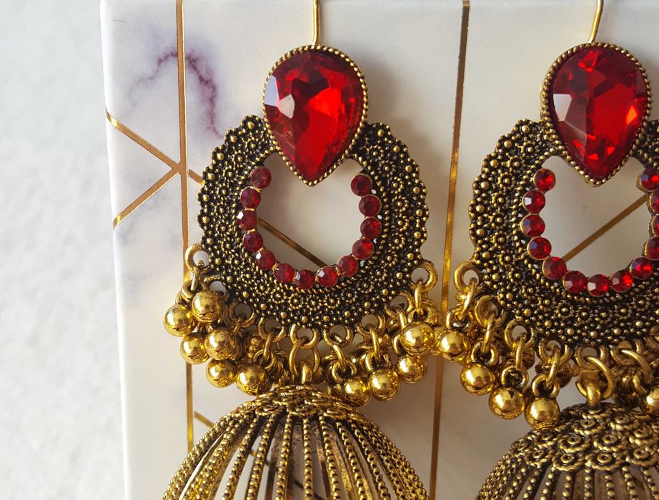 Kolczyki indyjskie pakistańskie jhumki duże cygańskie orient boho etno
