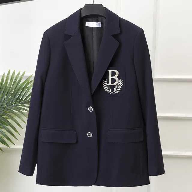 Школьный жакет черный с вышивкой в британском стиле р.30/120 см