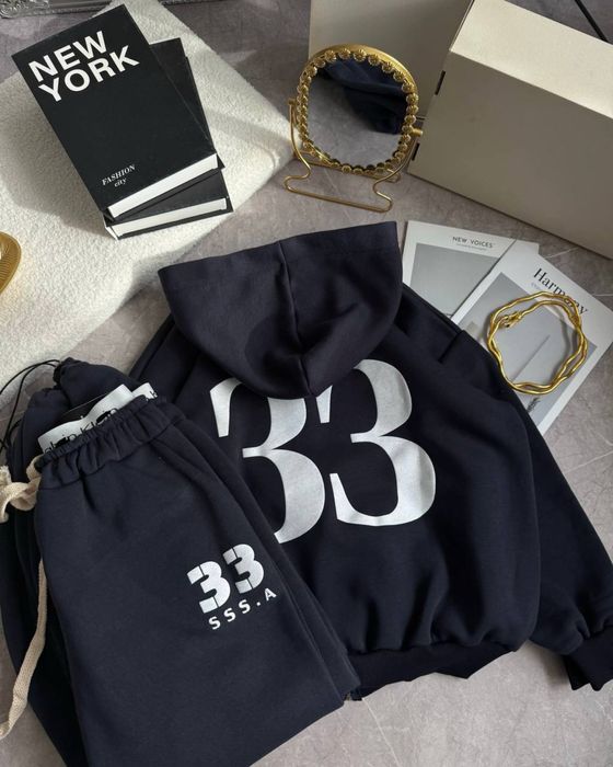 Теплий обʼємний жіночий костюм на флісі — худі на змійці + штани