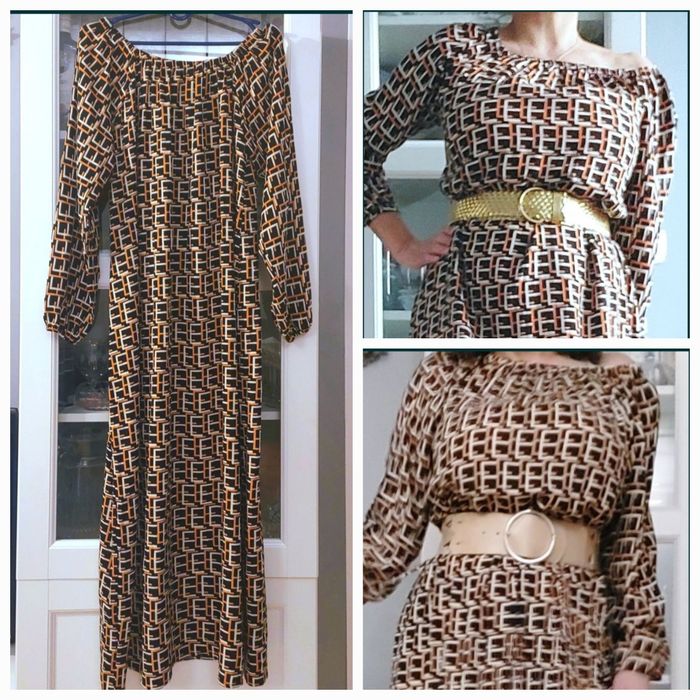 Sukienka XXL długa, w kolorach: czarny, pomarańczowy, biały