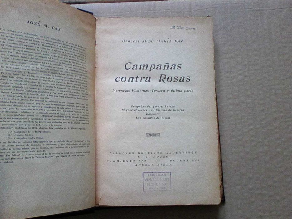 Memorias Póstumas 3 Partes - General José María Paz