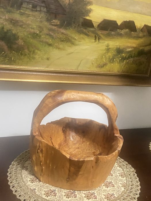 Ваза кошик з ручкою деревяна