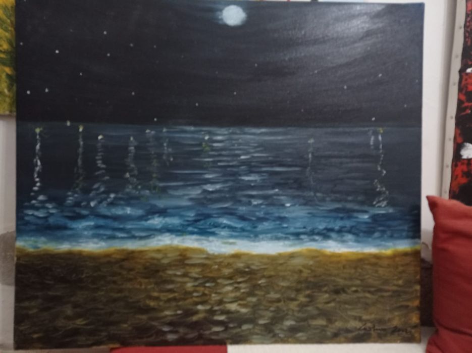 Quadro de Gustavo Moreira - Praia ao Luar