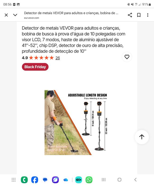 Detectore de metais Vevor novo