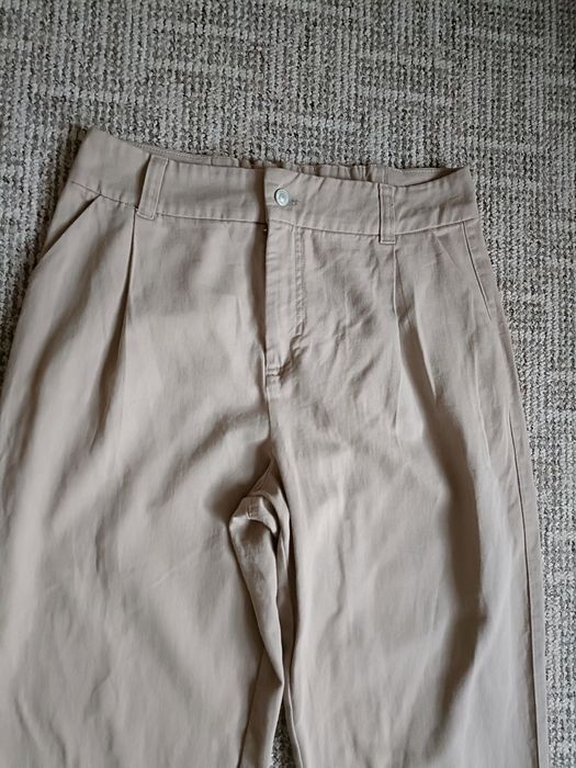 Bawełniane proste spodnie z wysokim stanem