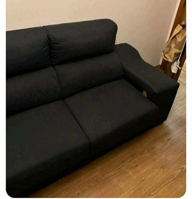 Sofá Chaise Longue Cinza Escuro (Tavira)