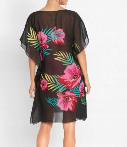 B.P.C szyfonowa tunika plażowa w kwiaty 44/46.