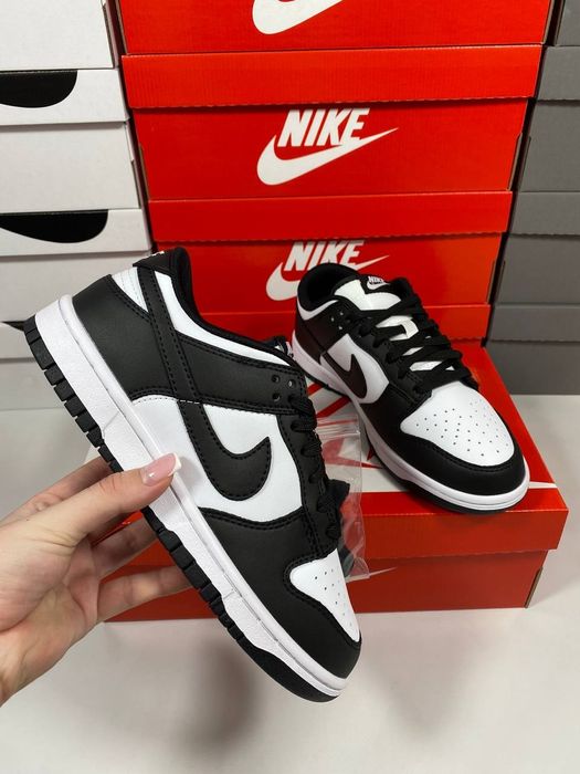 Nike Dunk Low Black White Panda кросівки найк данк шкіряні демісезонні
