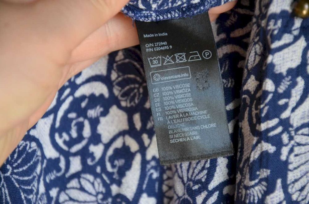 Bluzka niebieska boho z długim rękawem H&M XXL 44