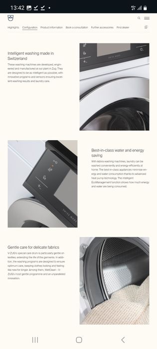 Maquina de lavar V-ZUG 8kg