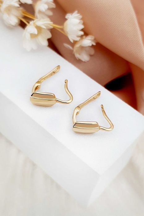 Złote kolczyki profilowane blaszki na angielskie zapięcie pr. 585