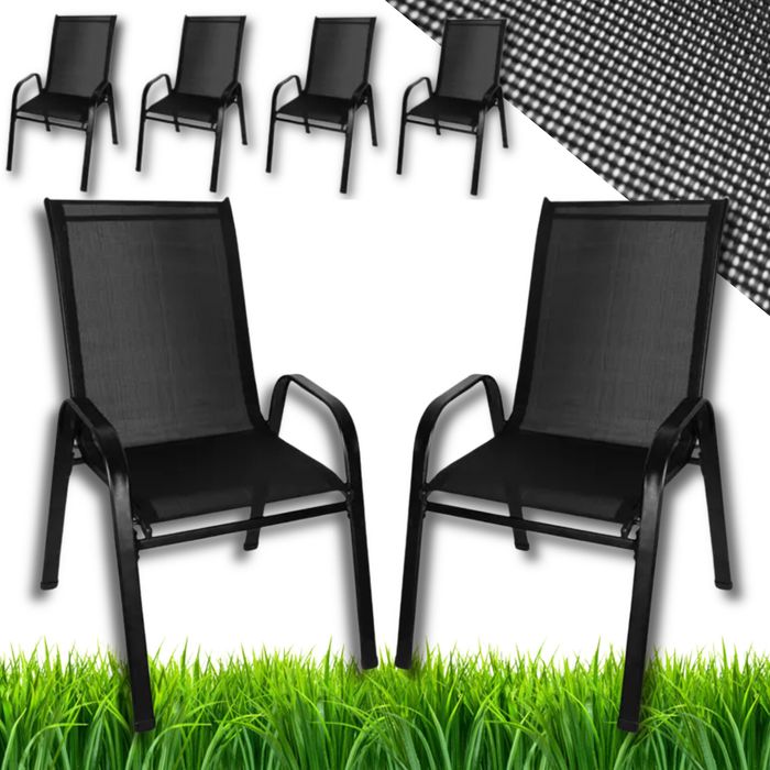 KRZESŁA OGRODOWE stalowe czarne 4 SZTUKI zestaw porządne BESTSELLER