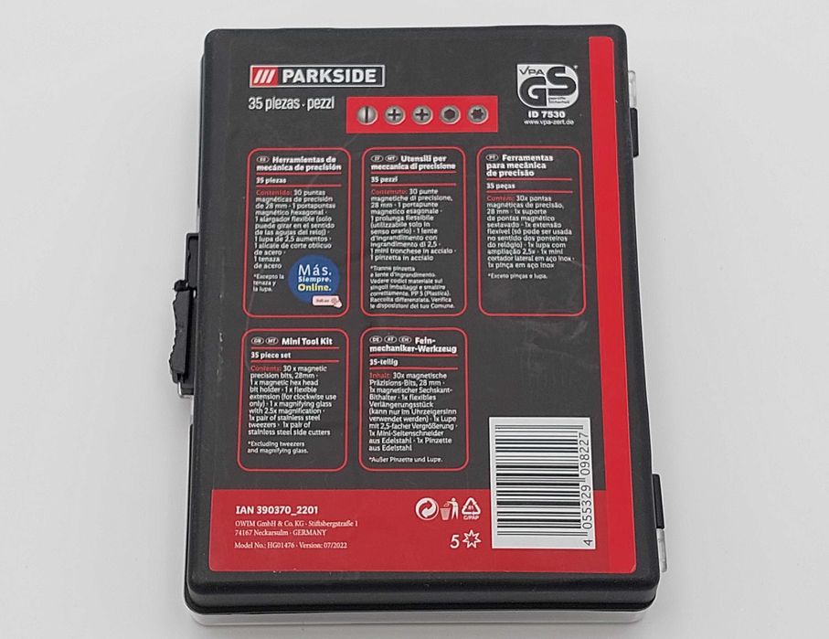 35 elementowy zestaw narzędzi do mechaniki precyzyjnej Parkside