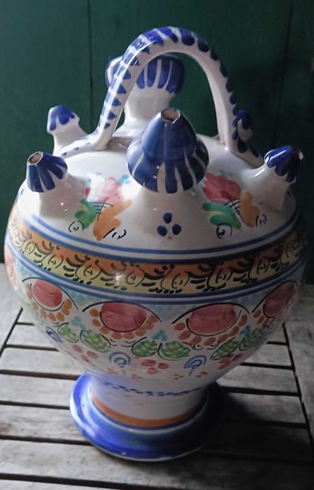 Vintage botijo faiança Talavera pintado a mao