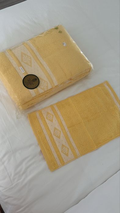 Conjunto de toalhas 100% algodão cor amarelo