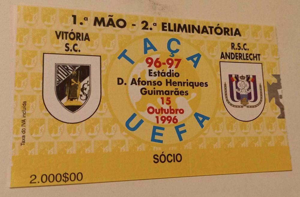 Bilhetes de Futebol do Vitória S.C. na Taça Uefa