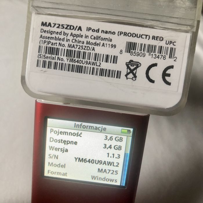 Apple iPod Nano 2 generacja 4GB RED BOX NOWA BATERIA