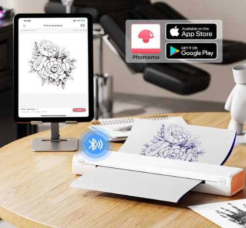 Impressora Térmica de Tatuagem sem fio A4 - Várias Cores