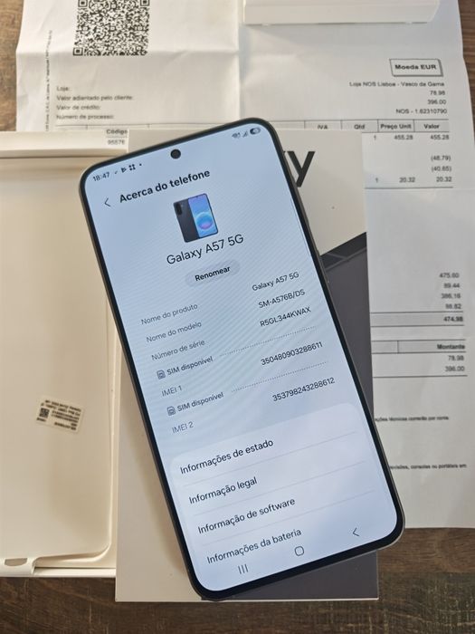 Samsung A57 5G 8GB/128GB Dual Sim Cinzento   Seminovo(5 dias de uso) C/Garantia Aceito Retomas