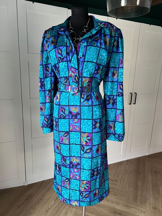 Niebieska sukienka midi retro vintage rozmiar 42 marki Presence